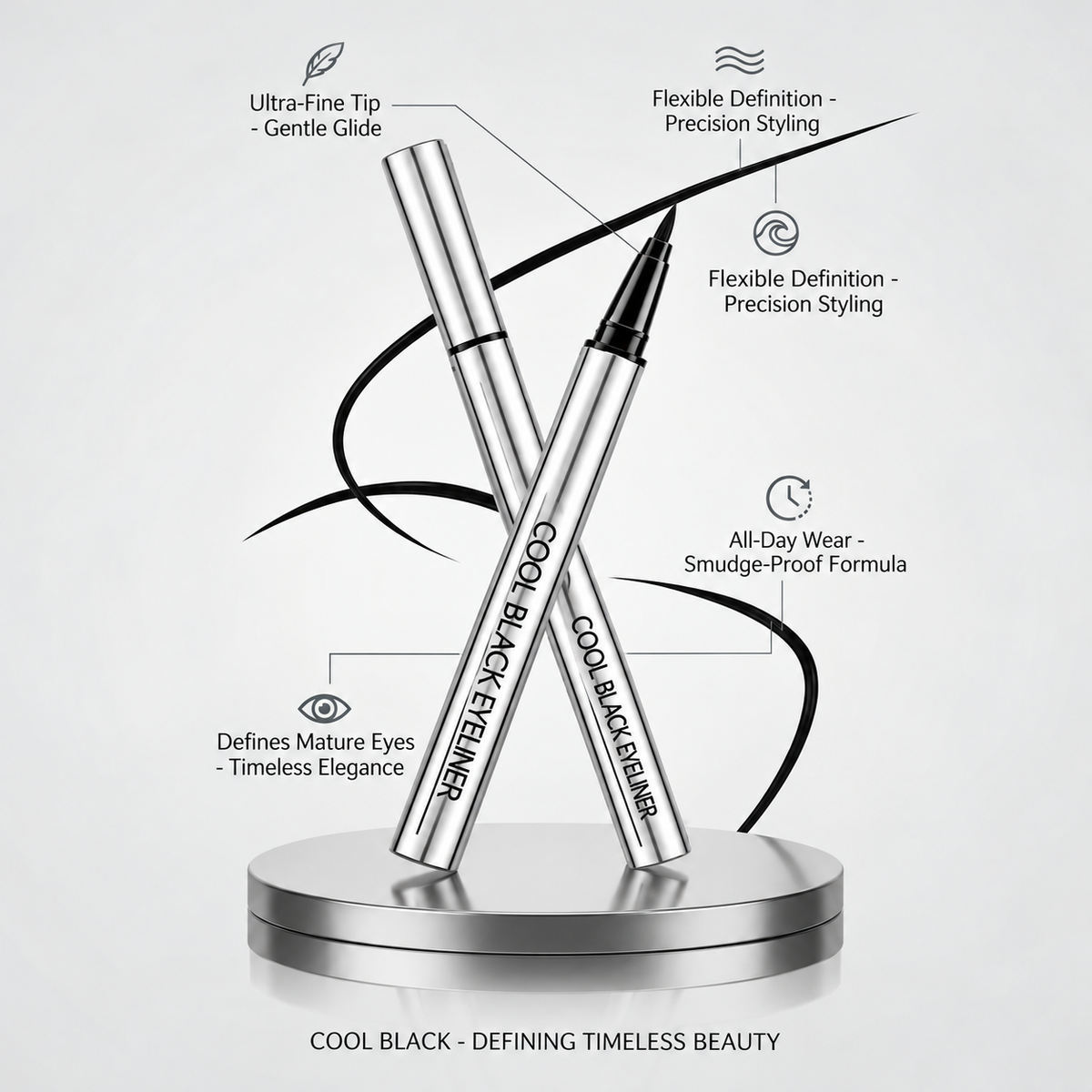 Precision Liquid Eyeliner Pen, Waterproof Long Lasting