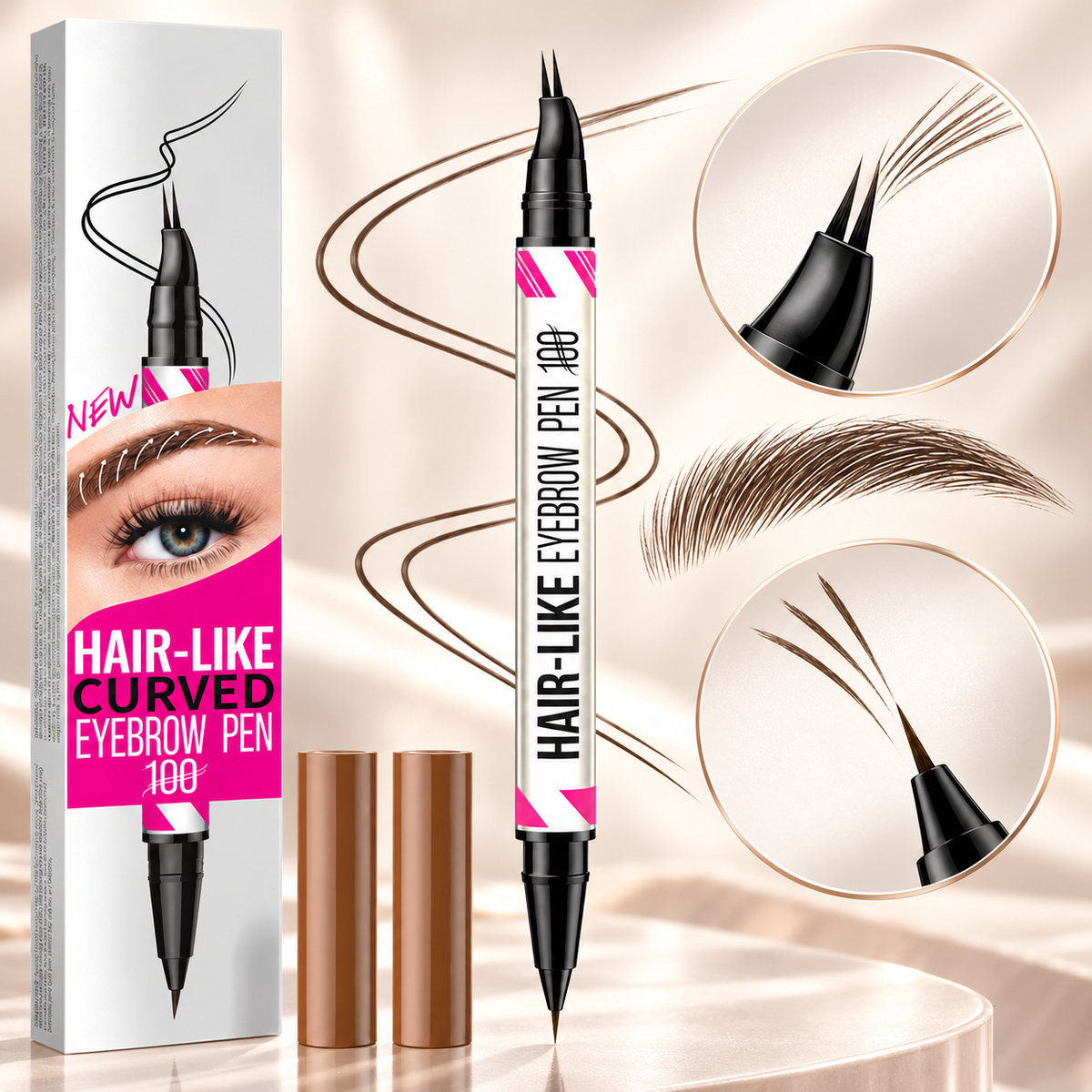 2-in-1 Curved Hair-Like Eyebrow Pen | Draw Natural Wild Brows In Seconds
