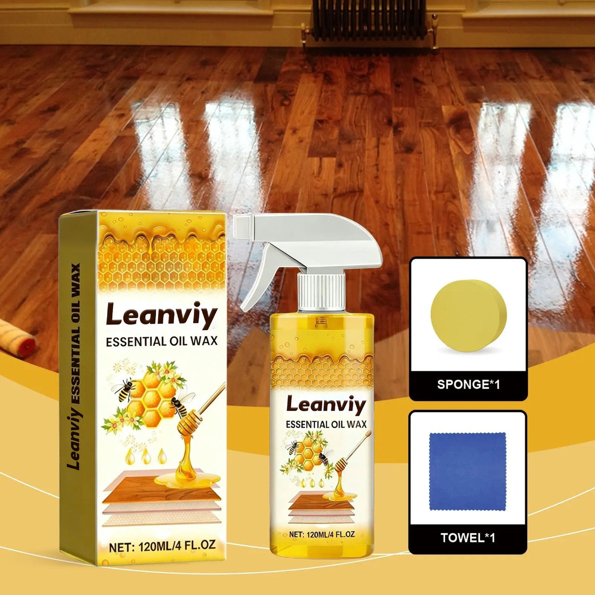 ✨Leanviy Natural Beeswax Wood Polish Spray | Revive Faded Wood, Eliminate Dull Look