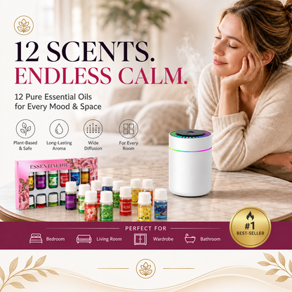 🎁🌺The fresh scent lifts your mood！🌷12-Pack Water Soluble Essential Oils Set