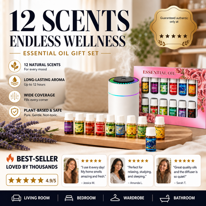 🎁🌺The fresh scent lifts your mood！🌷12-Pack Water Soluble Essential Oils Set