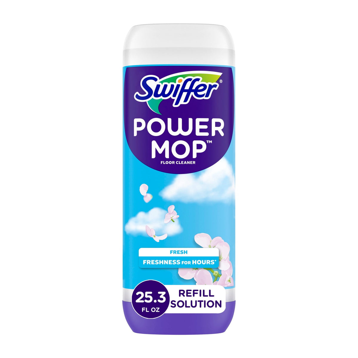 Swiffer Power Mop Refill Solution, Tile, Vinyl, Laminate, Wood, Floor Cleaner, Fresh, 25.3 fl oz