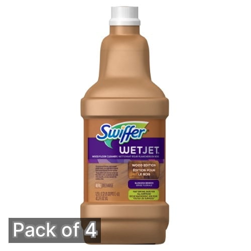 Swiffer WetJet Wood Floor Cleaner Solution Refill, 42.2 fl oz (Pack of 4)